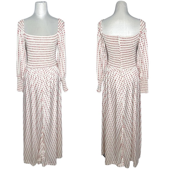 Vintage 60s 70s Rare Denise Are Here Tulip Print Elastic Ruched Maxi Dress Small - Picture 2 of 11